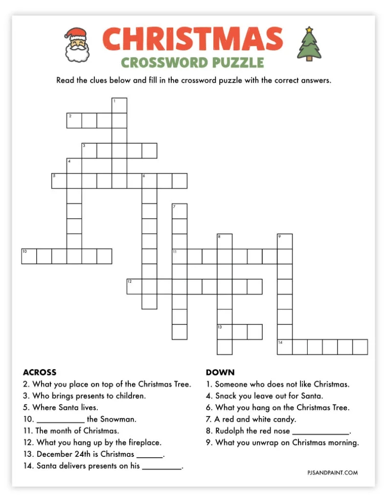 42 free printable christmas games and activities pjs and paint intended for christmas crossword puzzle education com 42 Free Printable Christmas Games And Activities - Pjs And Paint intended for Christmas Crossword Puzzle Education.com