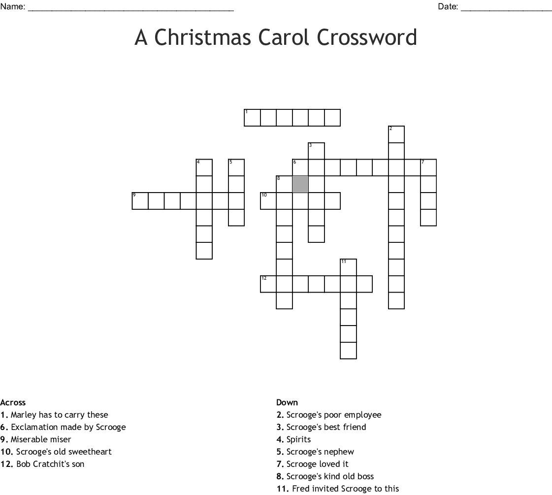 A Christmas Carol Crossword Printable with regard to Miser in a Christmas Carol Crossword Clue