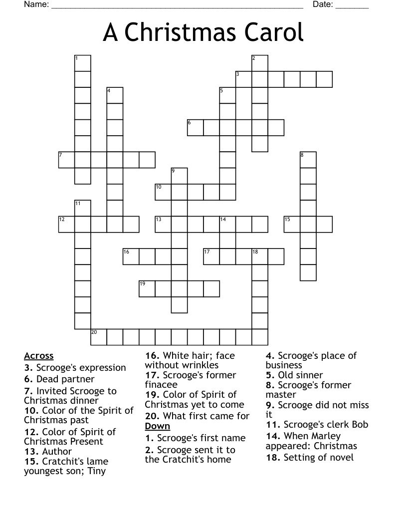 A Christmas Carol Crossword - Wordmint for Clerk In A Christmas Carol Crossword Clue