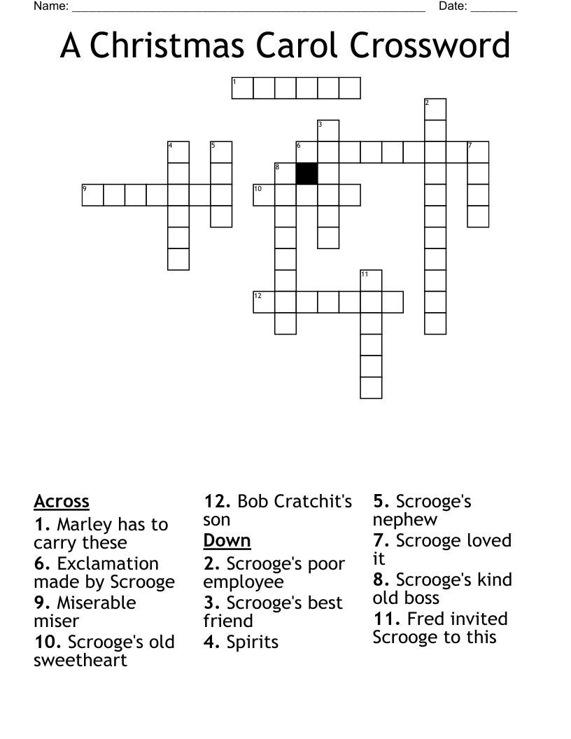 A Christmas Carol Crossword - Wordmint with A Christmas Carol Crossword Printable