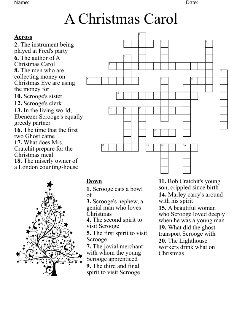 A Christmas Carol (F. Gaines Play Version) Crossword - Wordmint inside Christmas Eve Visitor Crossword
