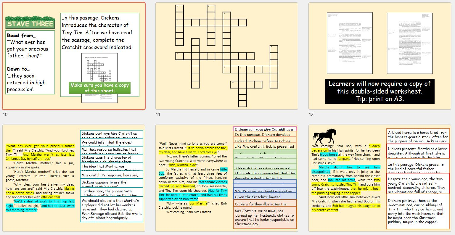 A Christmas Carol - The Cratchits (Lesson 2) | Teaching Resources with Christmas Carol Starter Crossword