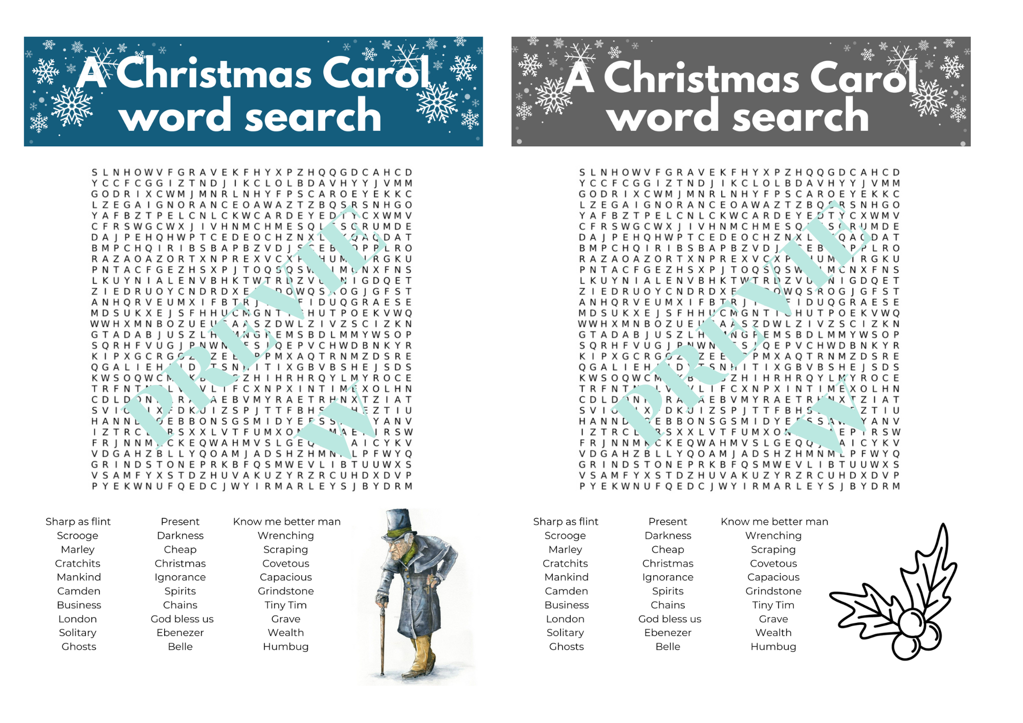 A Christmas Carol Word Search | Teaching Resources pertaining to Christmas Carol Starter Crossword
