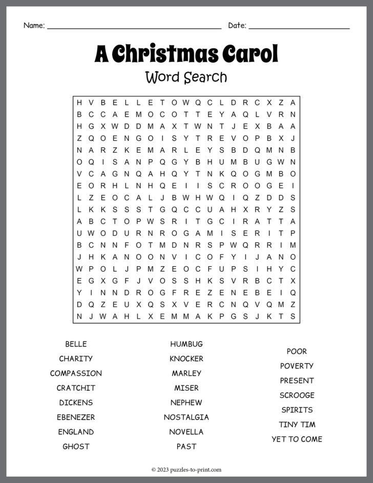 German Christmas Carol Crossword German Christmas Carol Crossword
