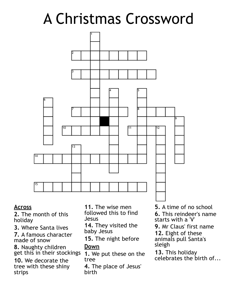 A Christmas Crossword - Wordmint inside Christmas Crossword Answer Key