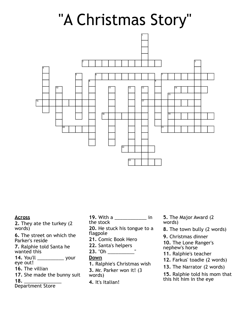 A Christmas Story&amp;quot; Crossword - Wordmint with regard to A Christmas Story Crossword