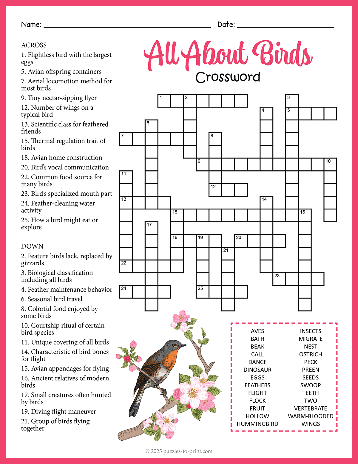 all about birds crossword with christmas bird crossword clue All About Birds Crossword with Christmas Bird Crossword Clue