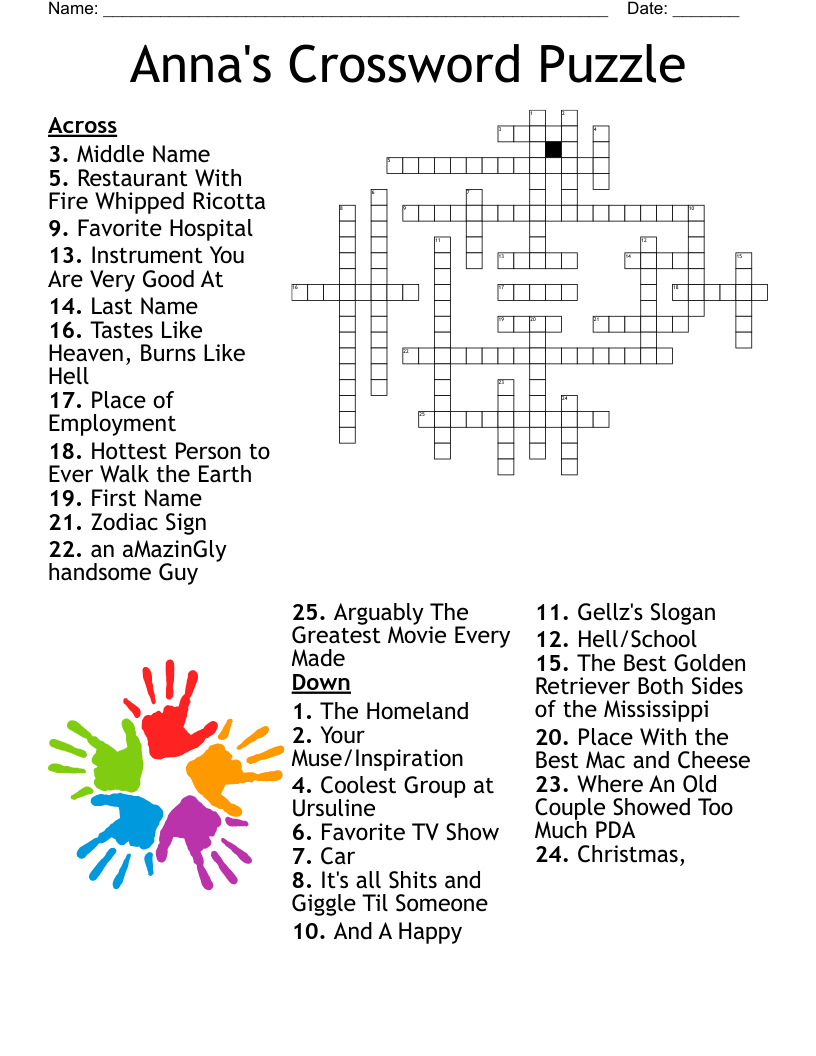 Anna&amp;#039;S Crossword Puzzle - Wordmint inside Last Christmas Group Crossword
