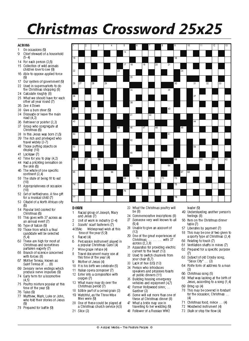 Auspac Media - The Feature People | Christmas Features - Adult within Christmas Crossword Puzzle Adults