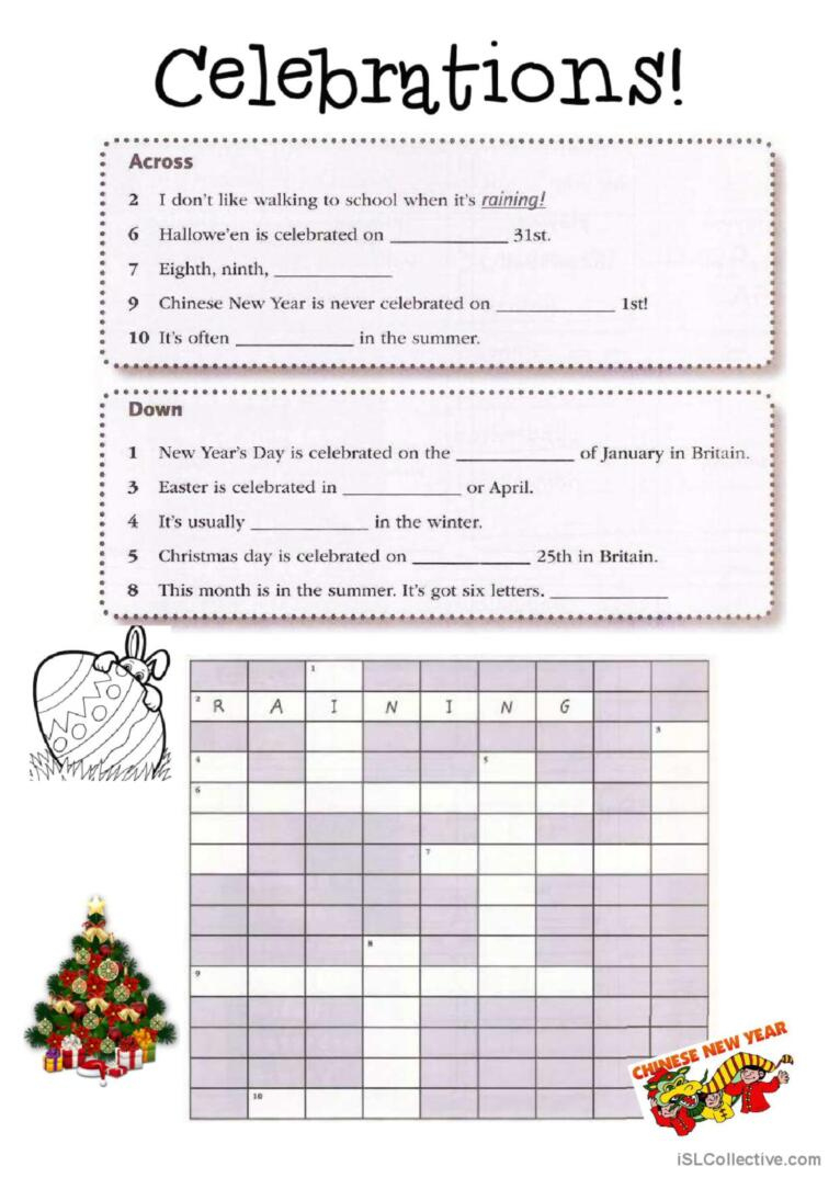 Celebrations Around The World …: English Esl Worksheets Pdf &amp;amp; Doc pertaining to Christmas Around the World Crossword Puzzle