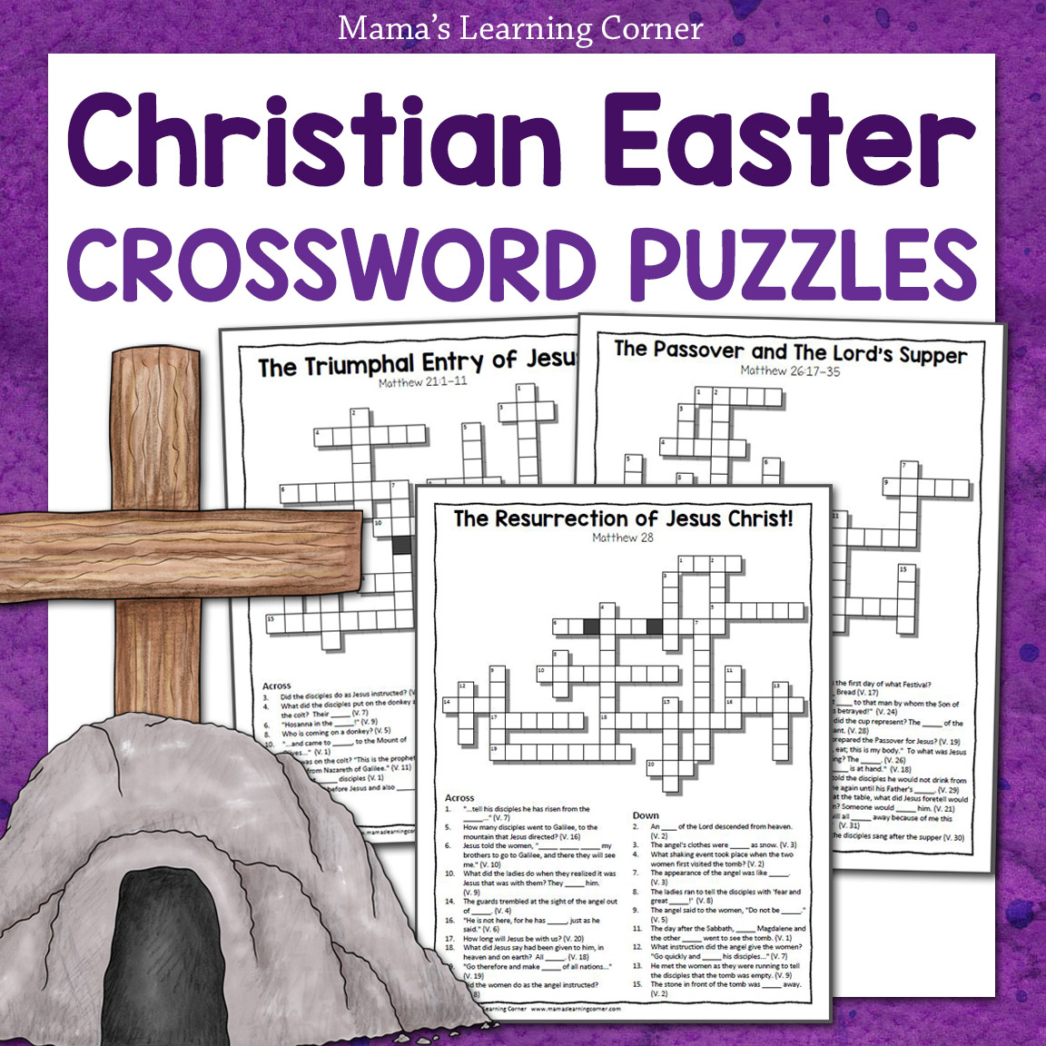 Christian Easter Crossword Puzzle Packet - Mamas Learning Corner in Easter Or Passover But Not Christmas Crossword