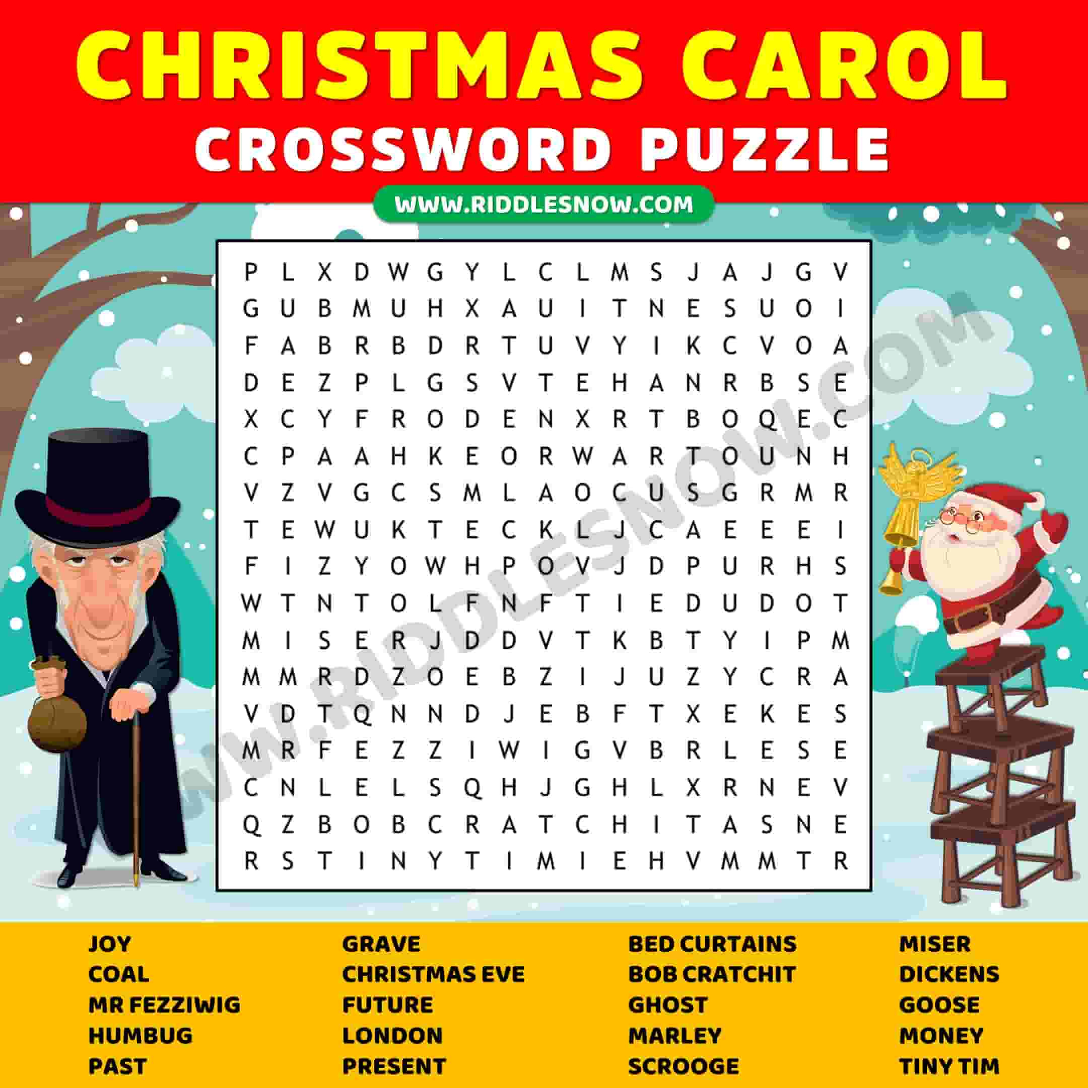 Christmas Carol Crossword Puzzles With Answer Keys - Riddles Now with regard to Name In A Christmas Carol Crossword Clue