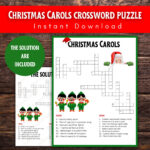 Christmas Carols Crossword Puzzle: Holiday Family Game (Digital In Christmas Carol Opener Crossword