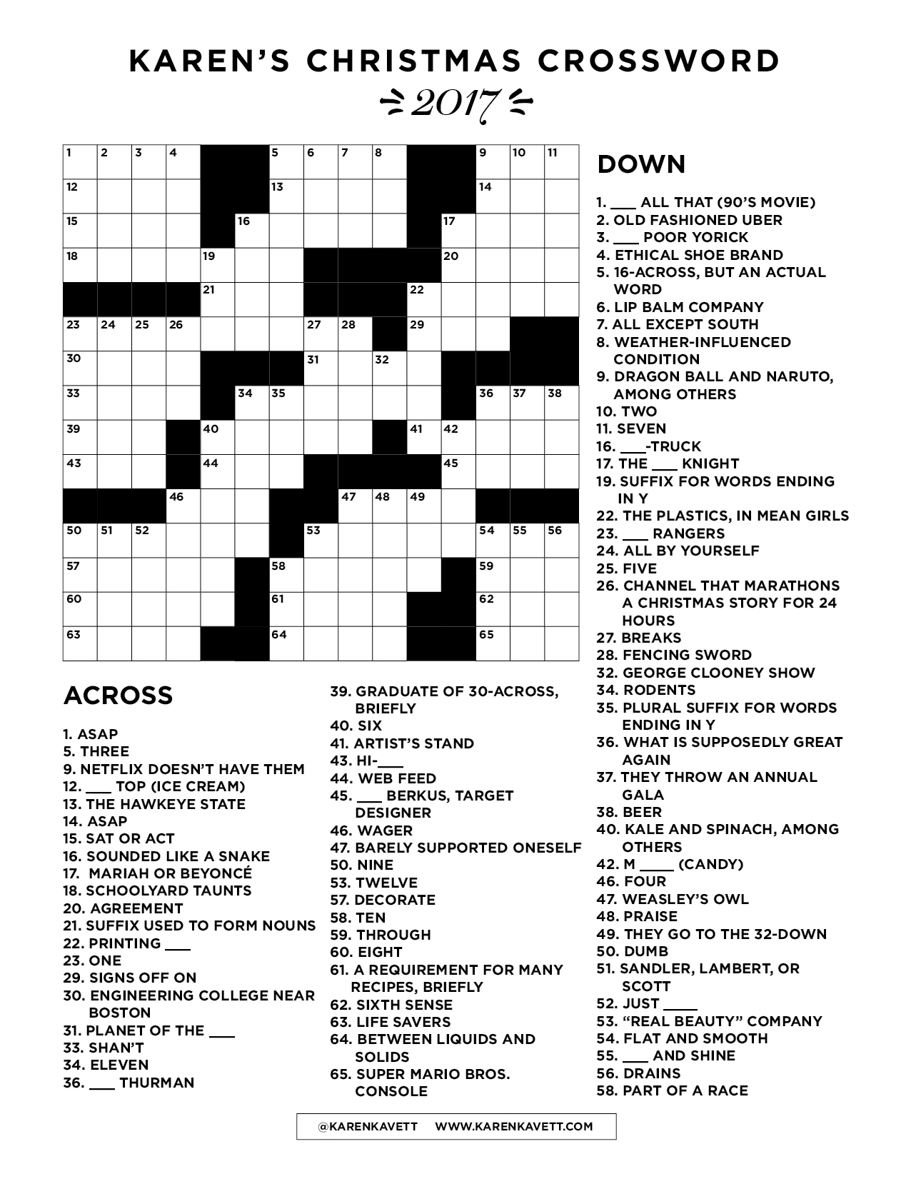 christmas crossword 2017 karen kavett with regard to merry christmas crossword puzzle Christmas Crossword 2017 - Karen Kavett with regard to Merry Christmas Crossword Puzzle