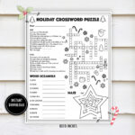 Christmas Crossword Activity Puzzle  "Christmas Worksheets" Winter In Large Print Christmas Crossword Puzzle