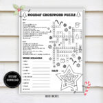 Christmas Crossword Activity Puzzle  "Christmas Worksheets" Winter Regarding Storage Area For Christmas Toys Crossword