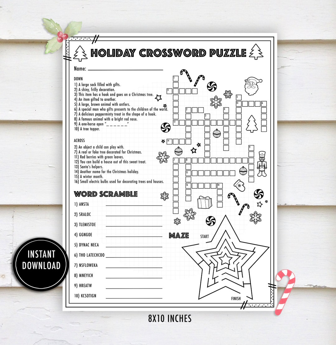 Christmas Crossword Activity Puzzle- &amp;quot;Christmas Worksheets&amp;quot; Winter regarding Storage Area For Christmas Toys Crossword