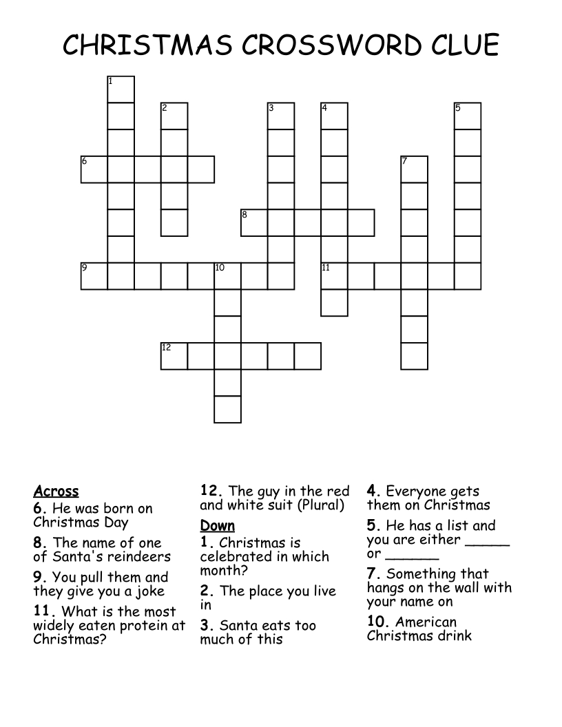 Christmas Crossword Clue - Wordmint regarding Crossword Clue Christmas Season