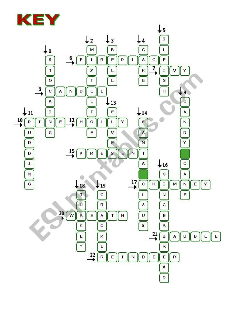 Christmas Challenge Crossword Answers