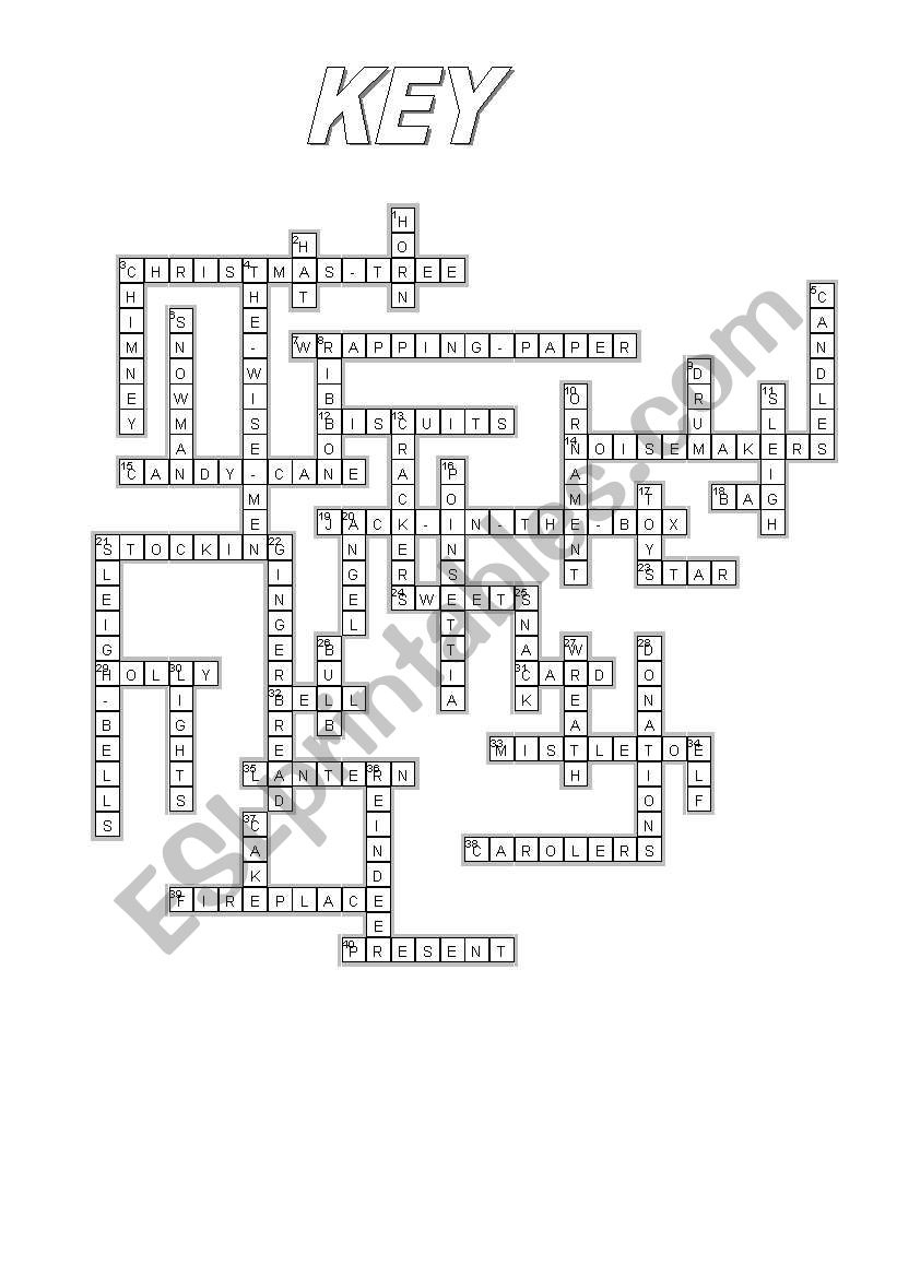 Christmas - Crossword (Key And B&amp;amp;W Version Included) - Esl intended for The Science of Christmas Crossword Answers