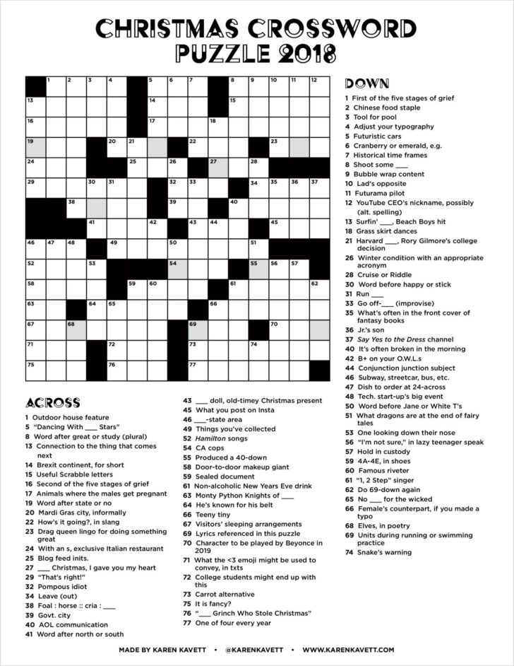 Free Printable Christmas Crossword Puzzle with Answers
