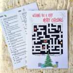 Christmas Crossword Puzzle Card: Festive Holiday Greetings Card In Christmas Song Trio Crossword