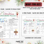 Christmas Crossword Puzzle / Christmas Game For Kids / Holiday Intended For Christmas Party Game Crossword