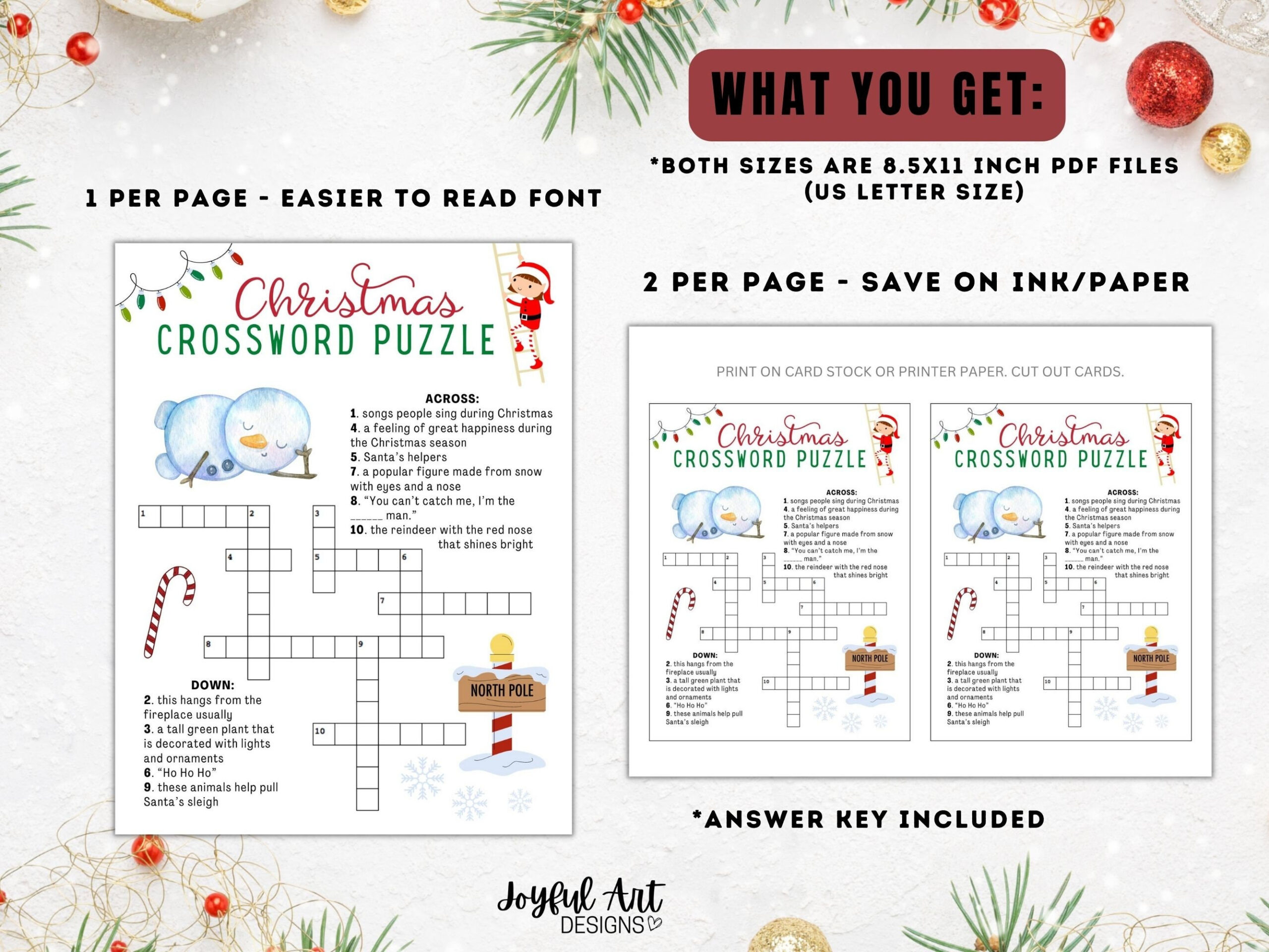 Christmas Crossword Puzzle / Christmas Game For Kids / Holiday intended for Christmas Party Game Crossword