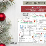 Christmas Crossword Puzzle / Christmas Game For Kids / Holiday Intended For Christmas Party Game Crossword