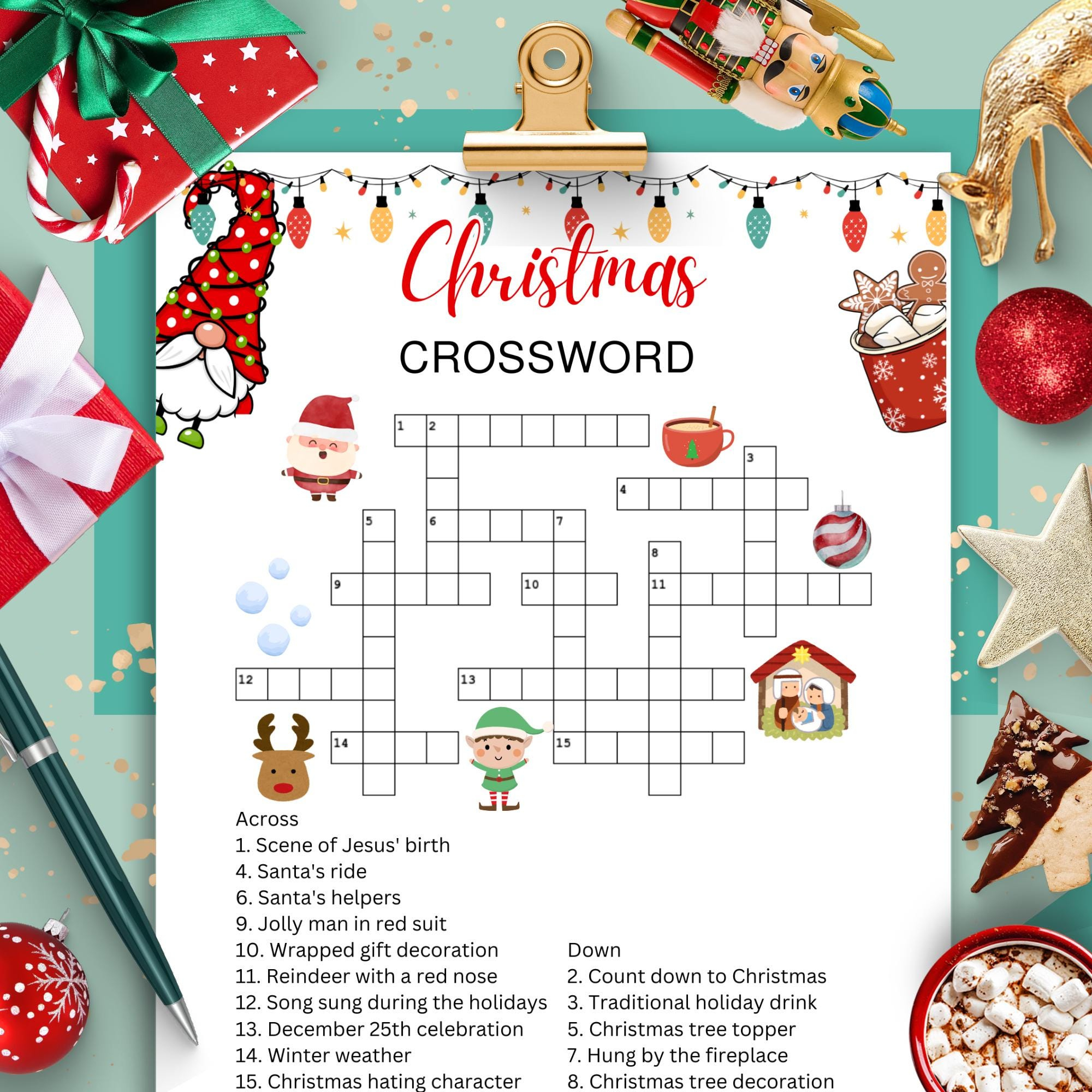 Christmas Crossword Puzzle, Christmas Games Kids, Family Christmas pertaining to Christmas Topper Crossword Clue