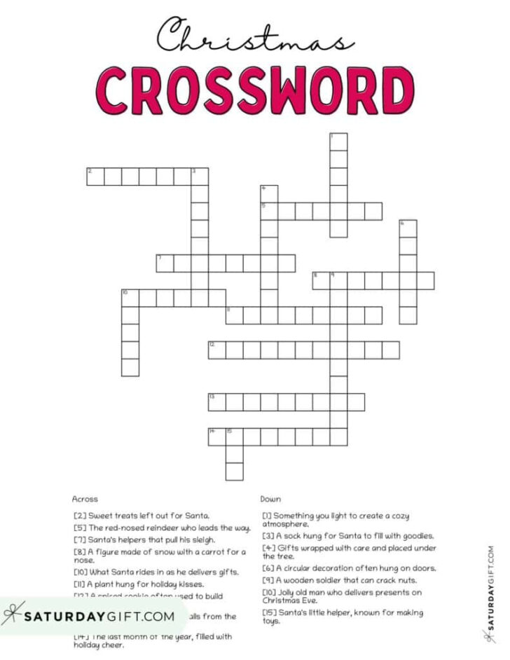 Christmas Crossword Printable Christmas Crossword Printable