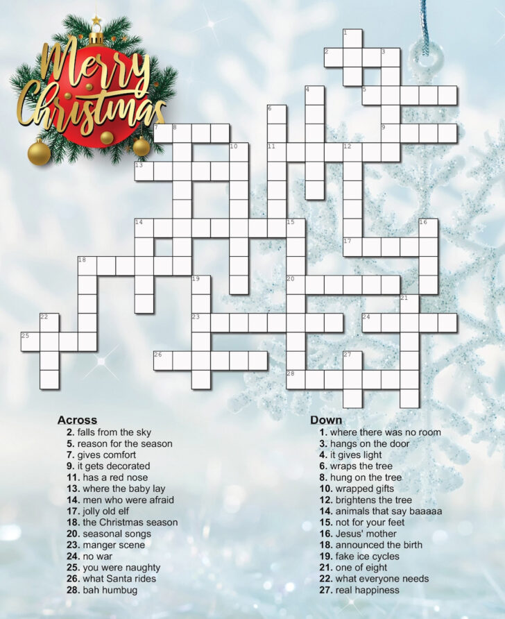 Christmas Crossword For Adults Christmas Crossword For Adults