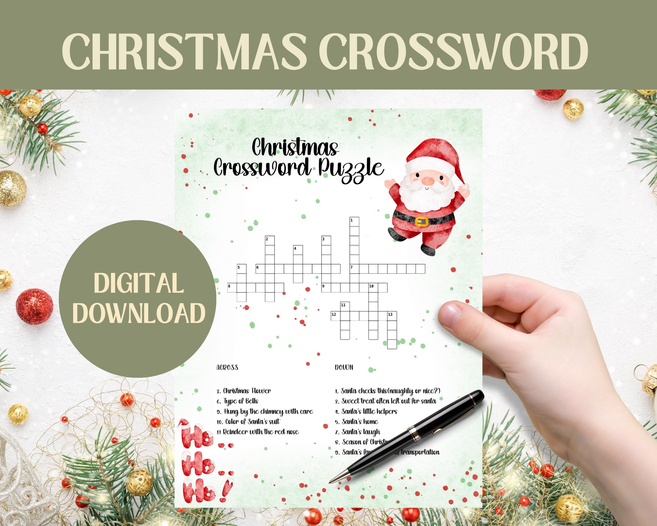 Christmas Crossword Puzzle For Children | Kids Christmas Activity in La Christmas Setting Crossword Clue