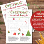 Christmas Crossword Puzzle Game Printable For Kids And Adults Pertaining To Christmas Dinner Centerpiece Crossword 3 Letters