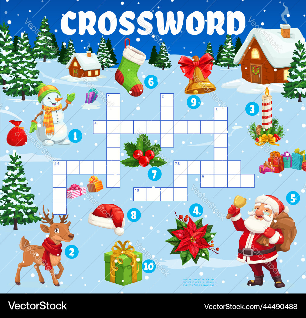 Christmas Crossword Puzzle Game – Royalty-Free Vector inside Christmas Scene Crossword Clue