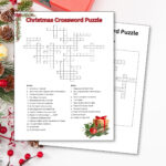Christmas Crossword Puzzle Printable Worksheet Game Kids, Adults Inside Christmas Doorway Decoration Crossword