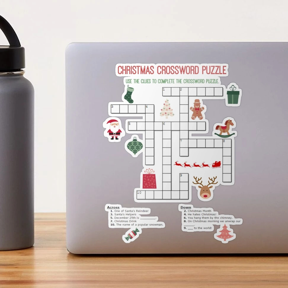 &amp;quot;Christmas Crossword Puzzle&amp;quot; Sticker For Salegitarus | Redbubble regarding Sticker On A Christmas Present Crossword Clue