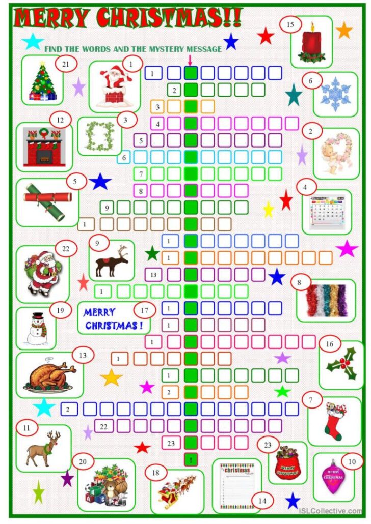 Christmas Crossword Puzzle Esl Christmas Crossword Puzzle Esl