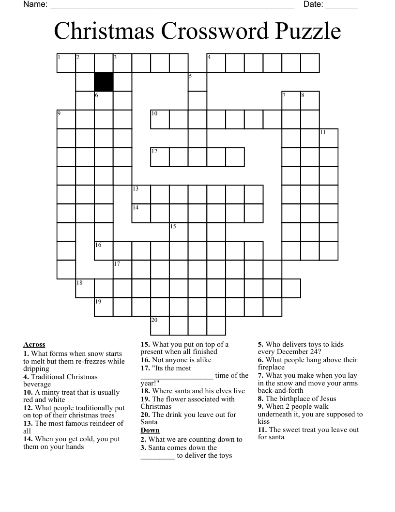 Christmas Crossword Puzzle - Wordmint for Free Printable Christmas Crossword Puzzle With Answers