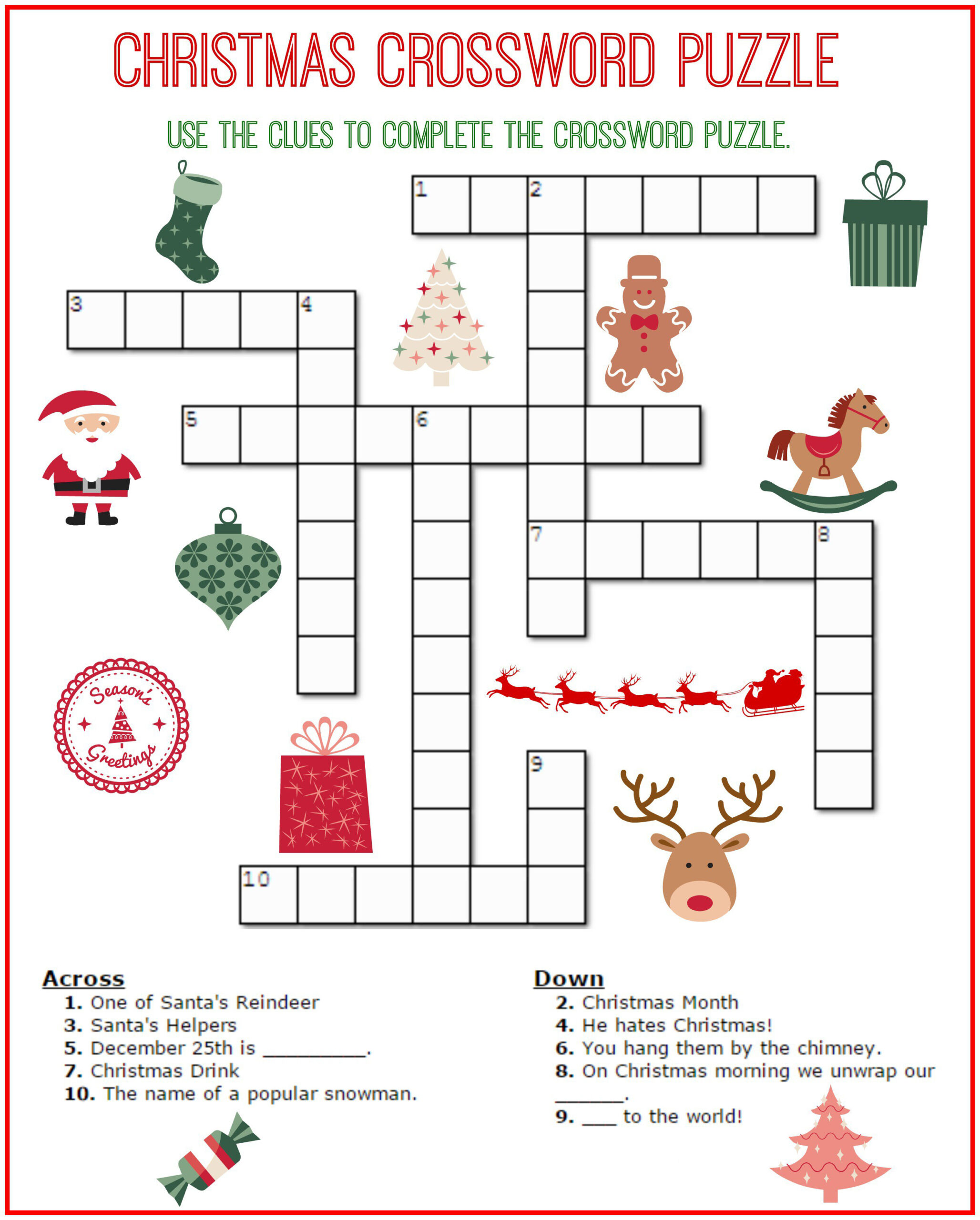 Christmas Crossword Puzzles Online throughout Christmas Crossword Puzzle For Adults Online