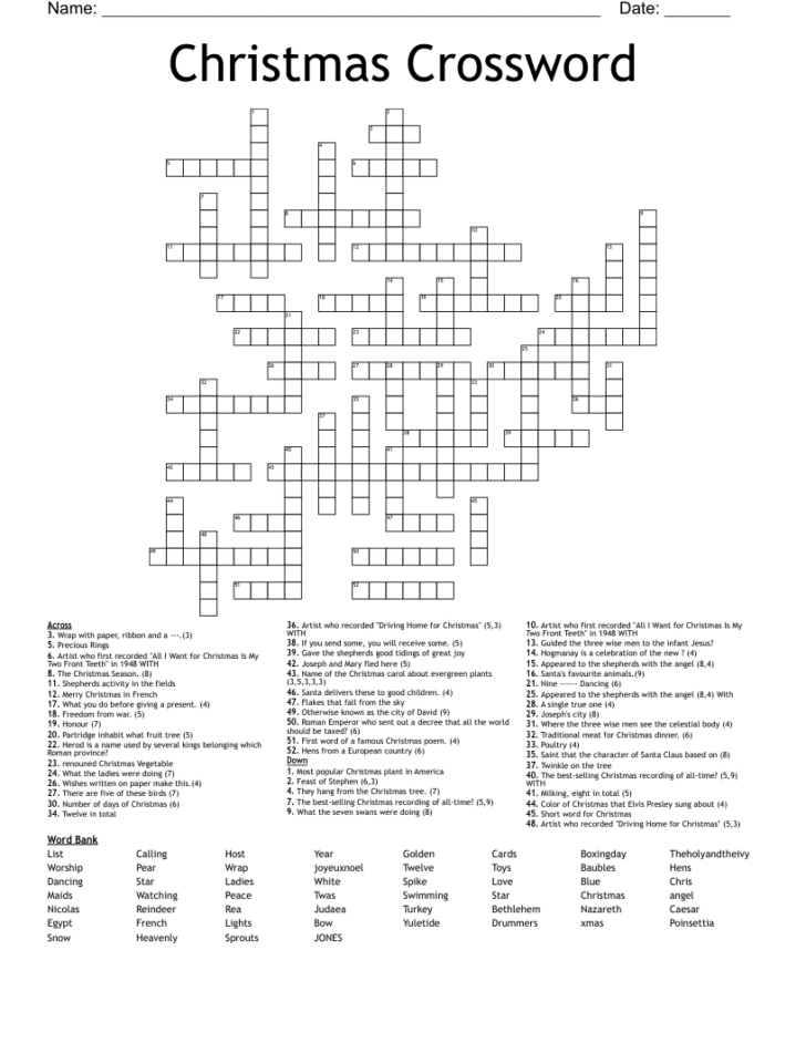 Many a Christmas Tree Crossword