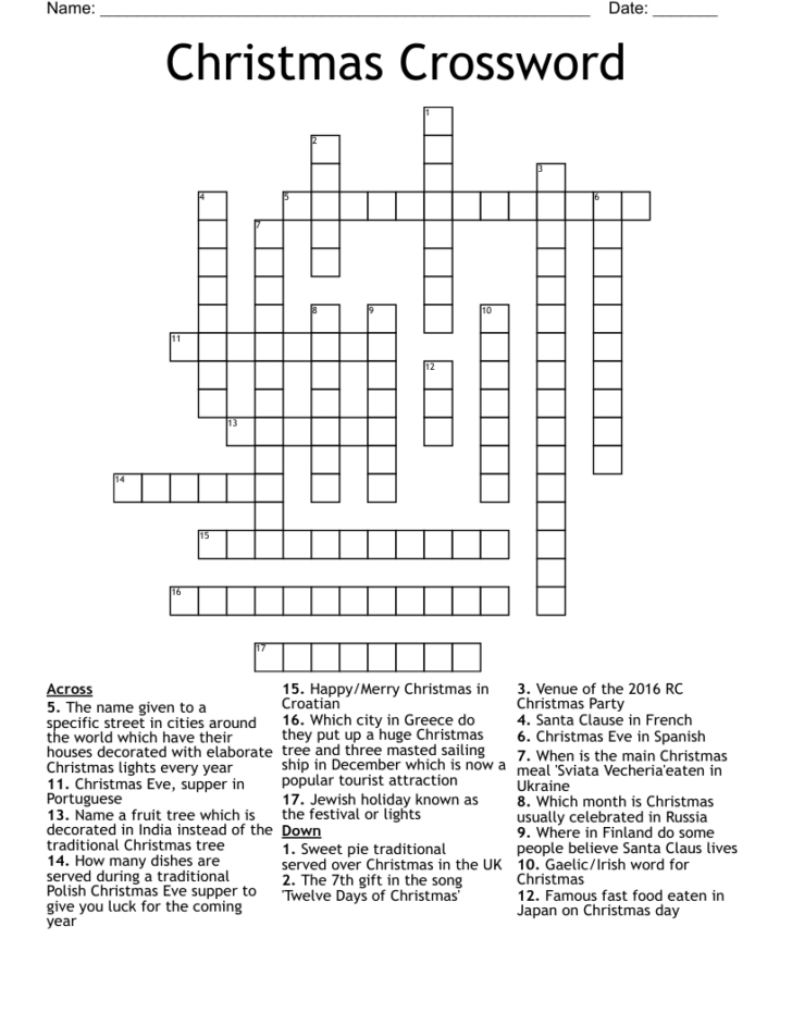 Place For Christmas Lights Crossword Place For Christmas Lights Crossword