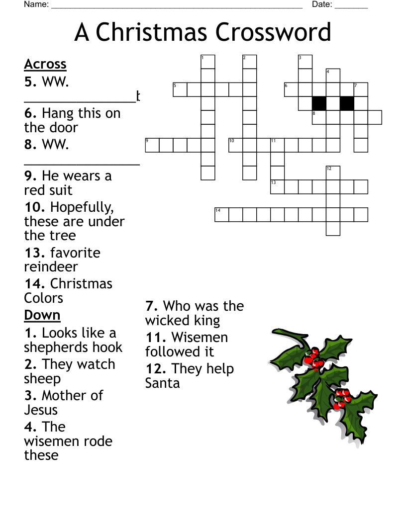 Christmas Eve Crossword - Wordmint within It Falls on the Eve of Christmas Eve Crossword