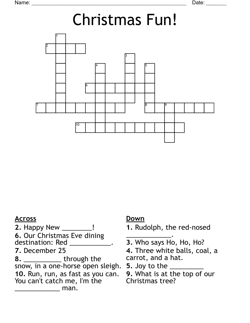 Christmas Fun! Crossword - Wordmint pertaining to Fun Christmas Crossword Puzzle