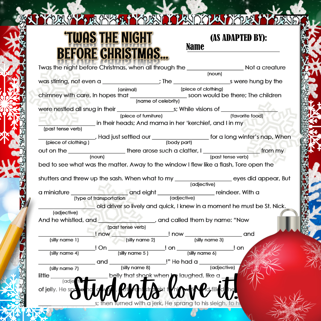 christmas holiday activities for middle school ela english mad throughout part of a beloved christmas poem crossword Christmas Holiday Activities For Middle School Ela English: Mad throughout Part of a Beloved Christmas Poem Crossword