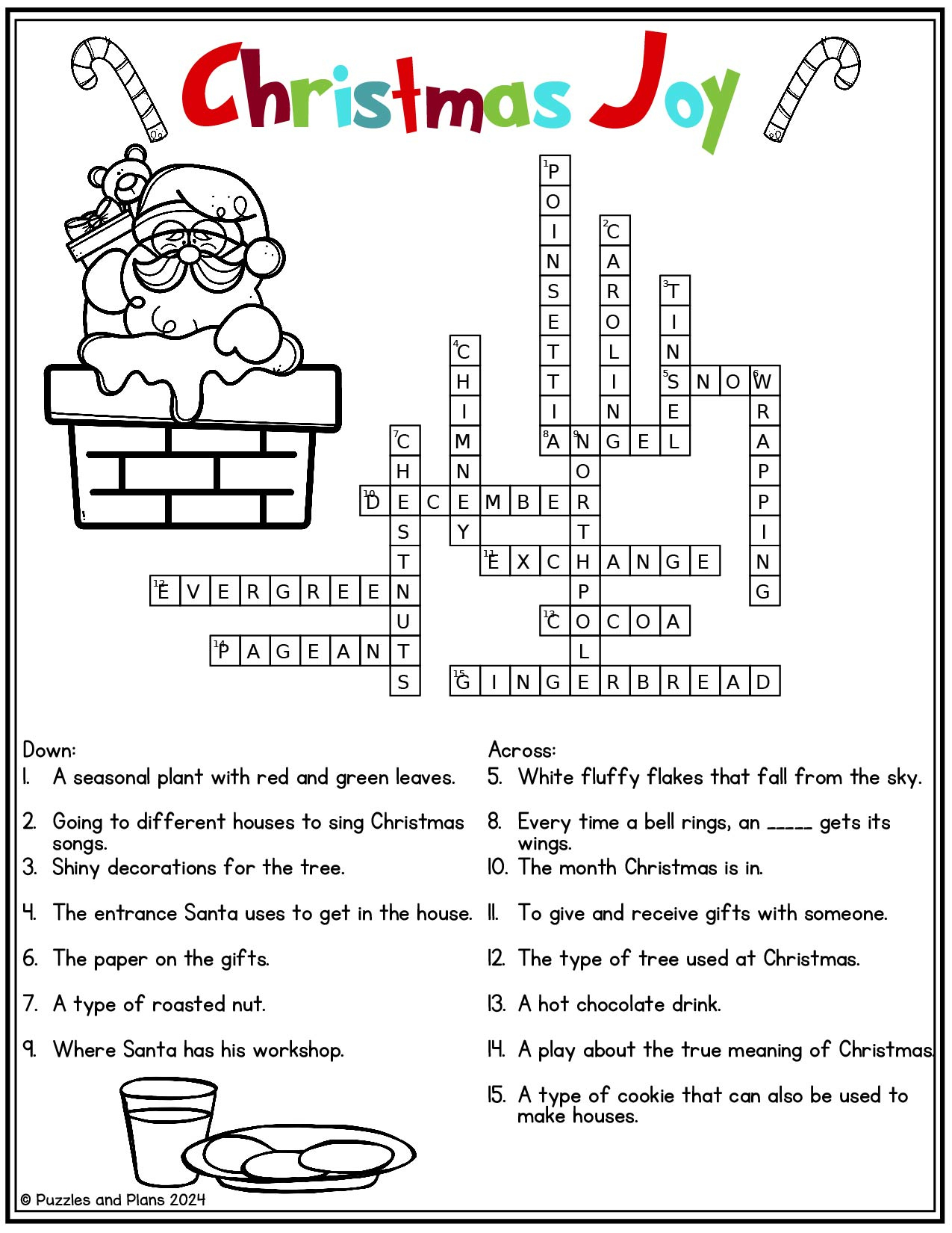 Christmas Joy Crossword Puzzle To Print - Puzzlesandplans pertaining to Christmas At The White House Crossword Answer Key