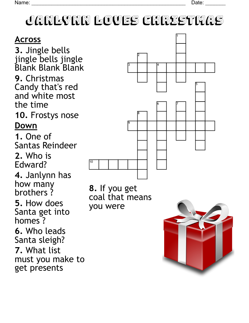 Christmas Movies And Characters Crossword - Wordmint intended for Christmas Movies Crossword Puzzle