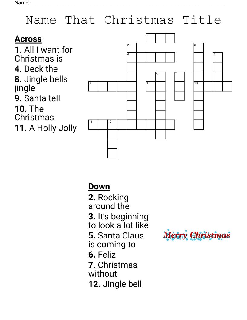 christmas song trivia crossword wordmint throughout a holly jolly christmas singer crossword Christmas Song Trivia Crossword - Wordmint throughout A Holly Jolly Christmas Singer Crossword