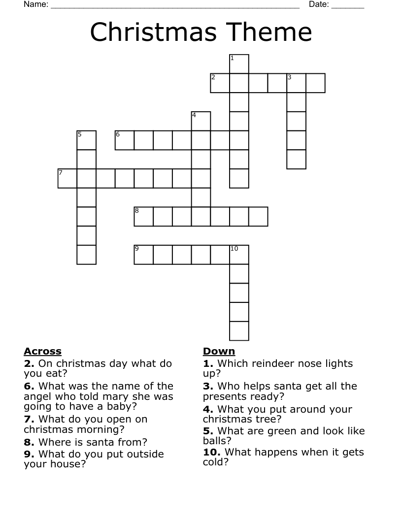 Christmas Theme Crossword - Wordmint in Christmas Tree Choice Crossword