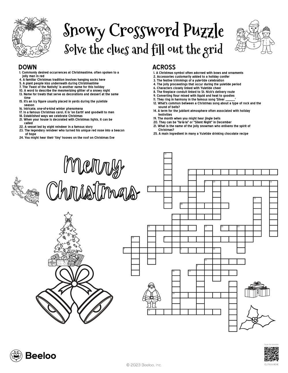 Christmas-Themed Crossword Puzzles • Beeloo Printable Crafts And pertaining to Christmas Season Activity Crossword